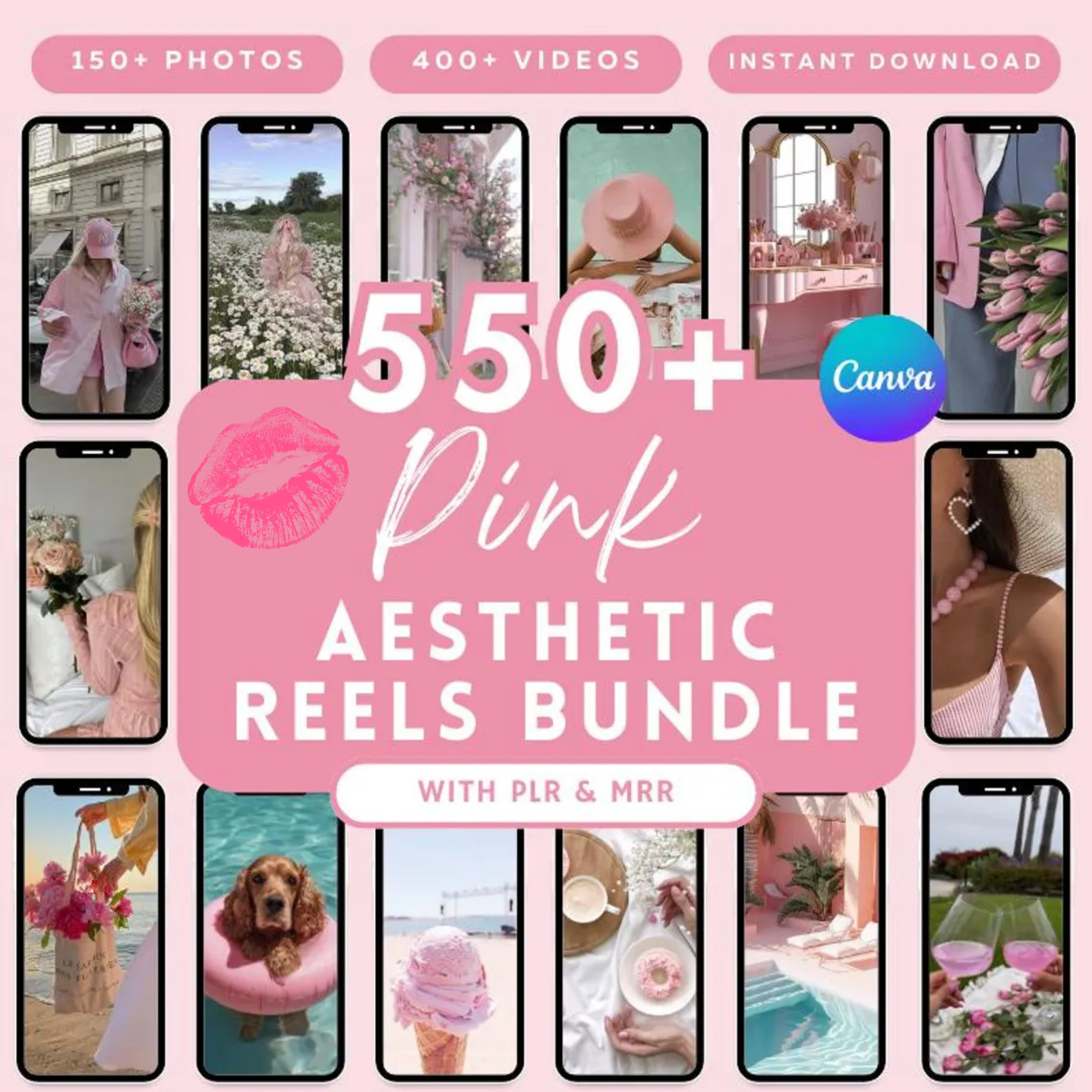 550+ Pink Aesthetic Faceless Videos & Photos with MRR