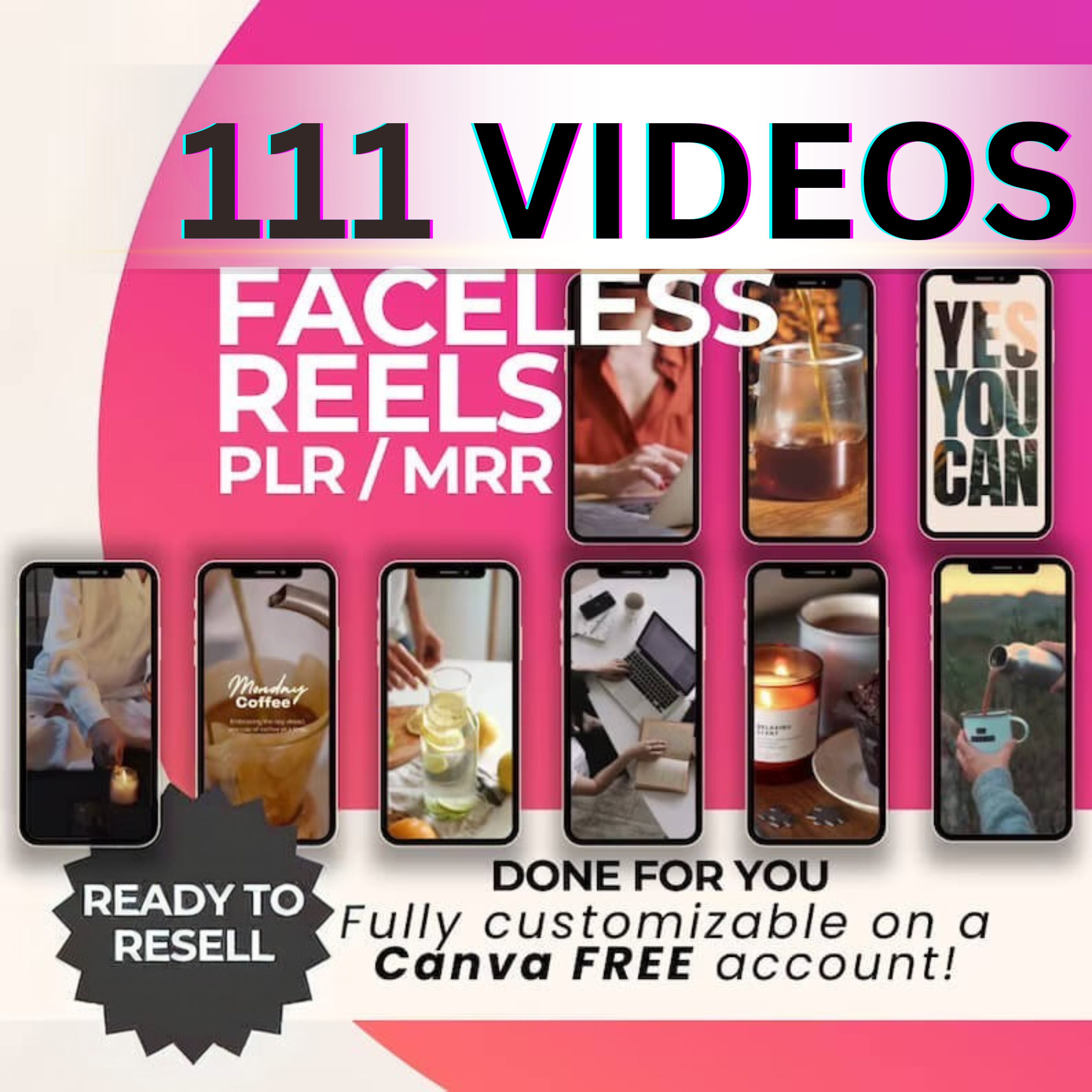 111 Faceless Reels Videos for Digital Marketing with MRR & PLR
