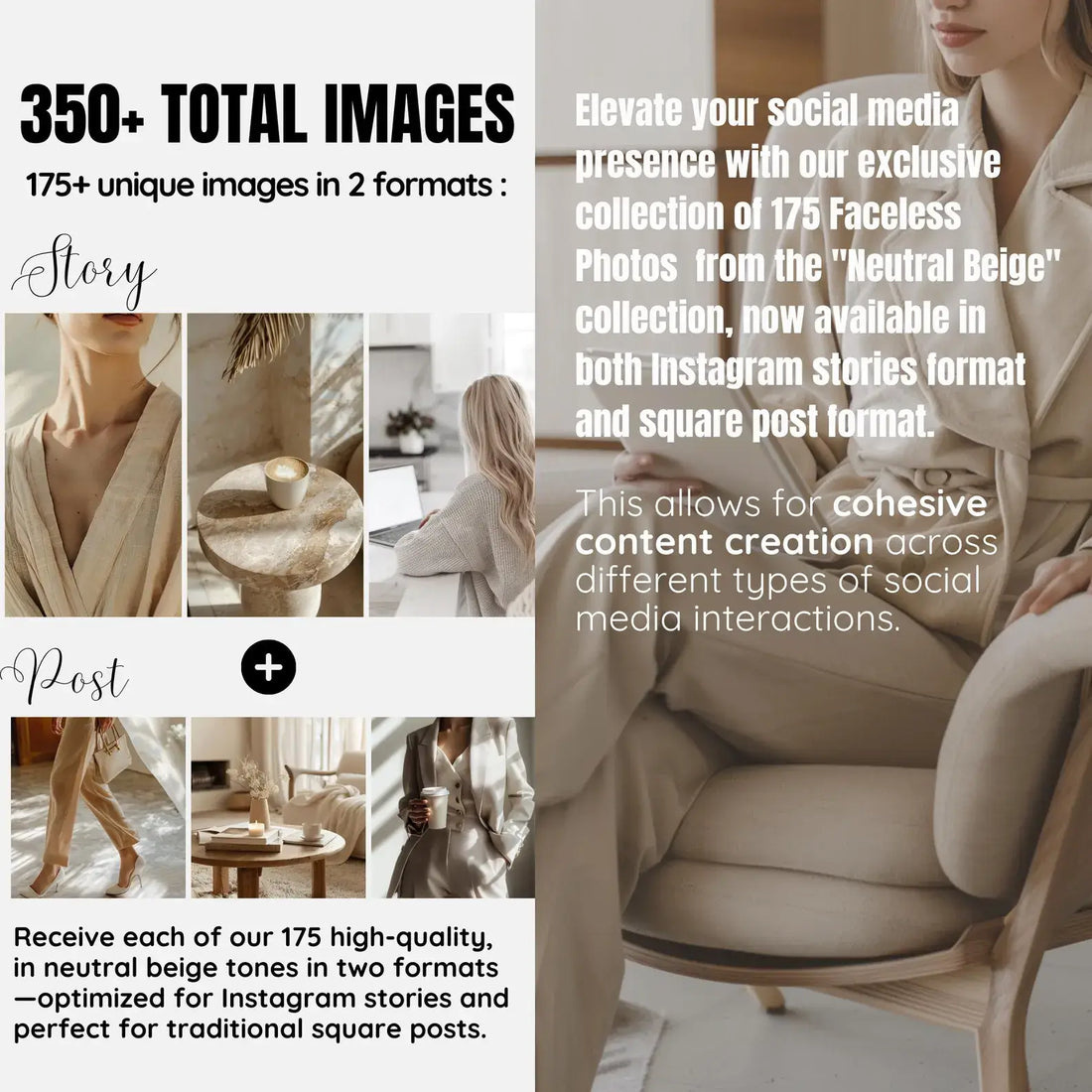 175+ Neutral Faceless Stock Photos for Social Media Luxury Women / Boho Lifestyle BUNDLE with PLR & MRR Rights