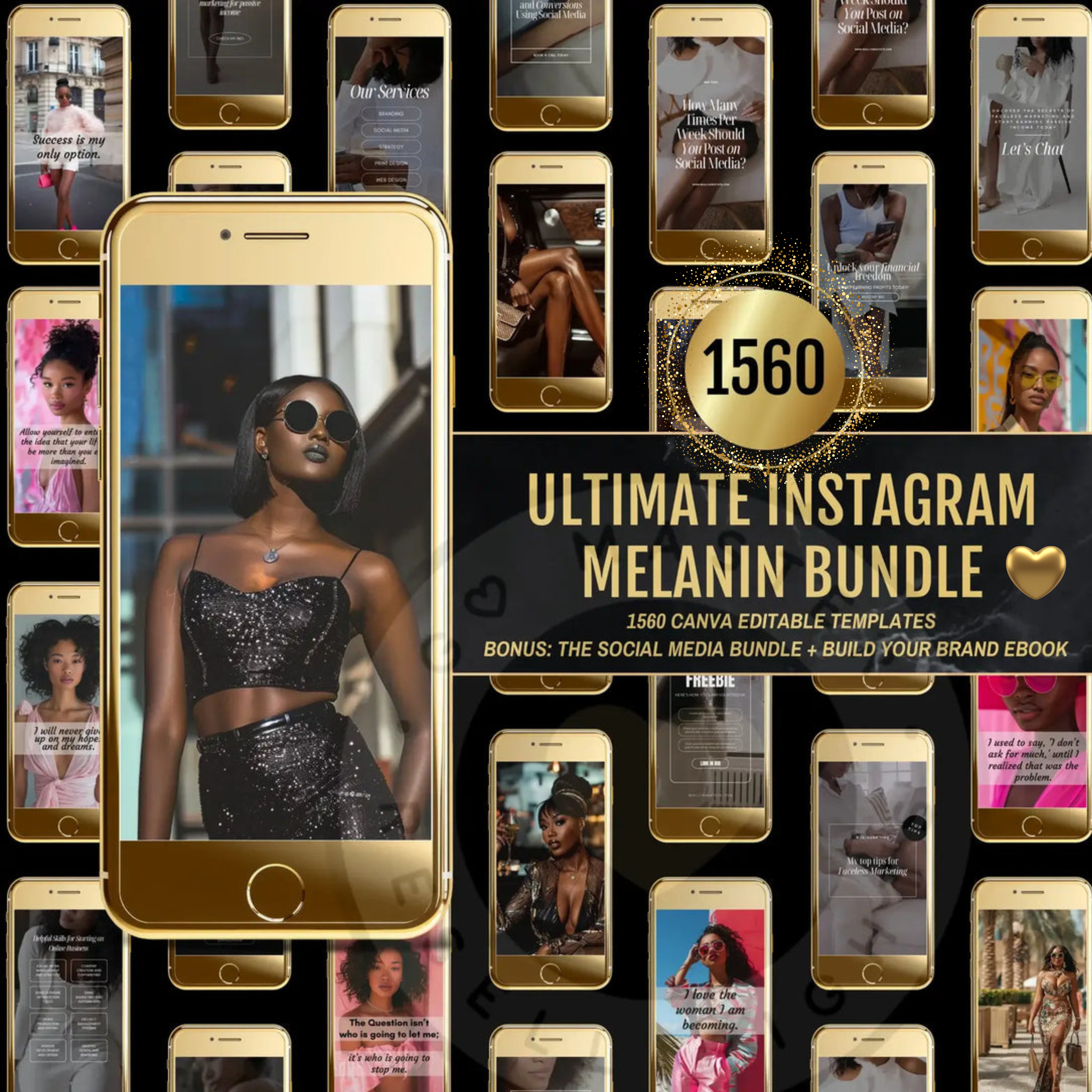 1560 Melanin Social Media Bundle with Editable Templates PLR & MRR Resell Rights