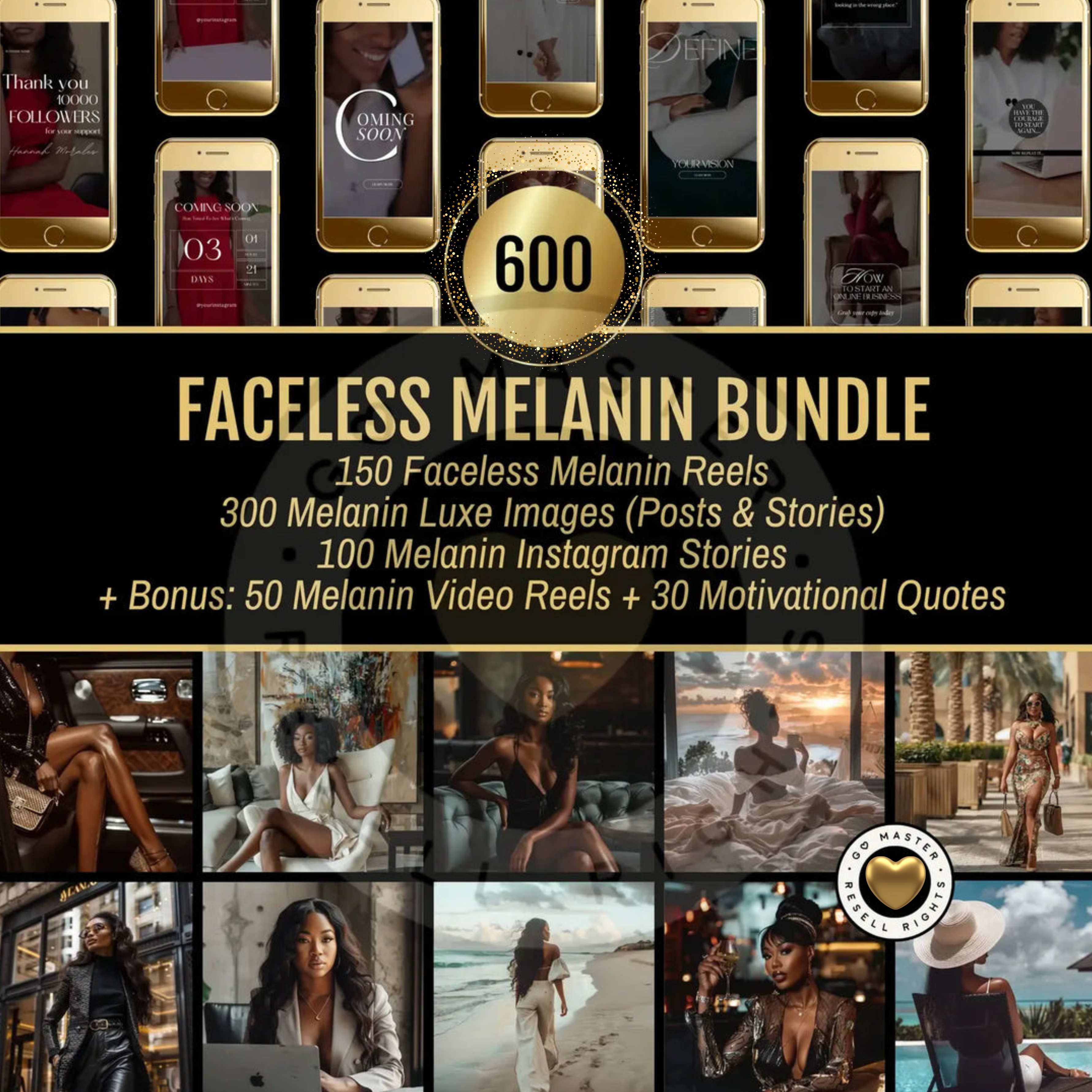 1560 Melanin Social Media Bundle with Editable Templates PLR & MRR Resell Rights