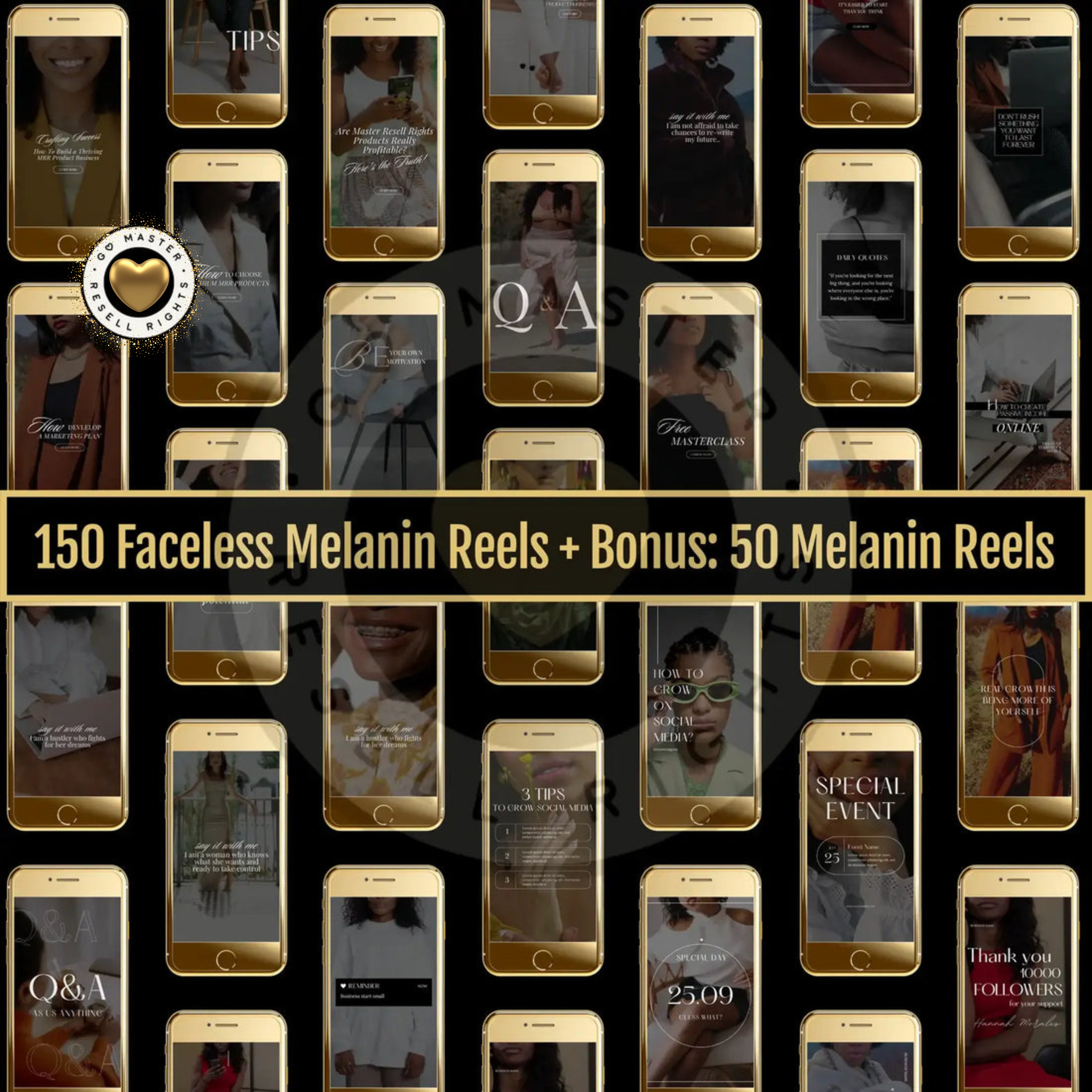 1560 Melanin Social Media Bundle with Editable Templates PLR & MRR Resell Rights